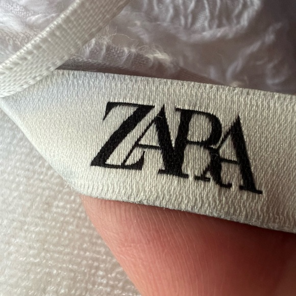 ZARA White Embroidered Eyelet Midi Dress  M Boho Cottagecore Fairycore V Neck - Picture 4 of 11